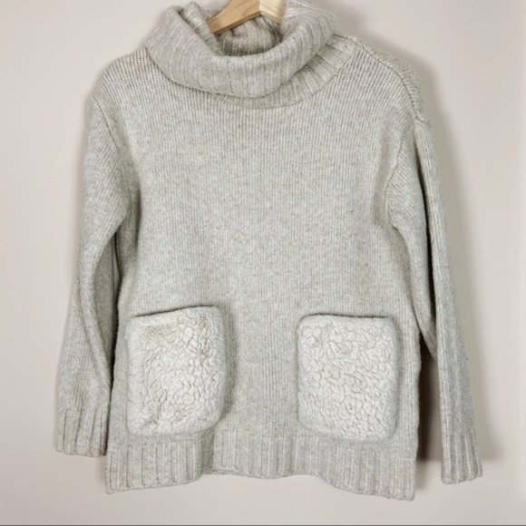 Magaschoni Chunky Knit Cowl Neck Sweater w/ Sherpa Pockets - Picture 1 of 6